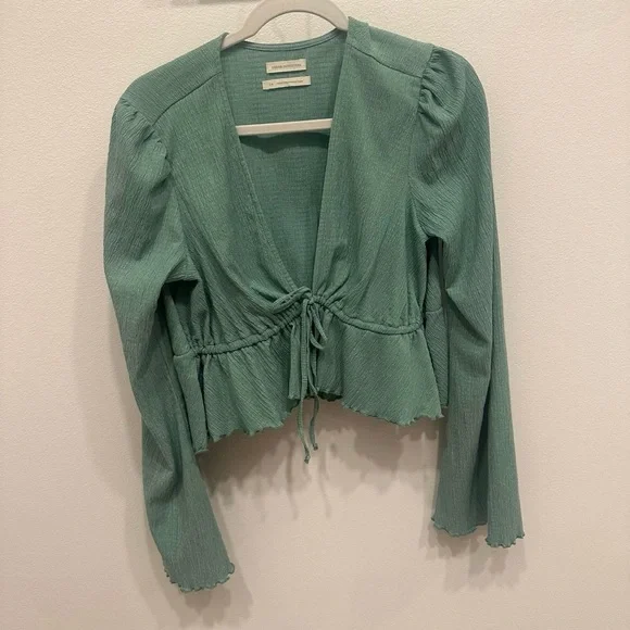 Urban Outfitters Green Tie-Front Blouse - Picture 2 of 6